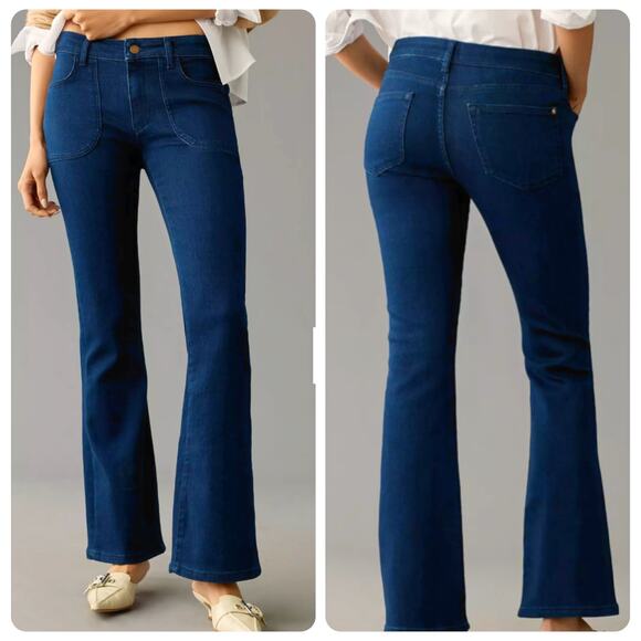 Pilcro the Icon Flare Jean Patch Pockets Women’s Size 32 mid-dark wash - Picture 1 of 16
